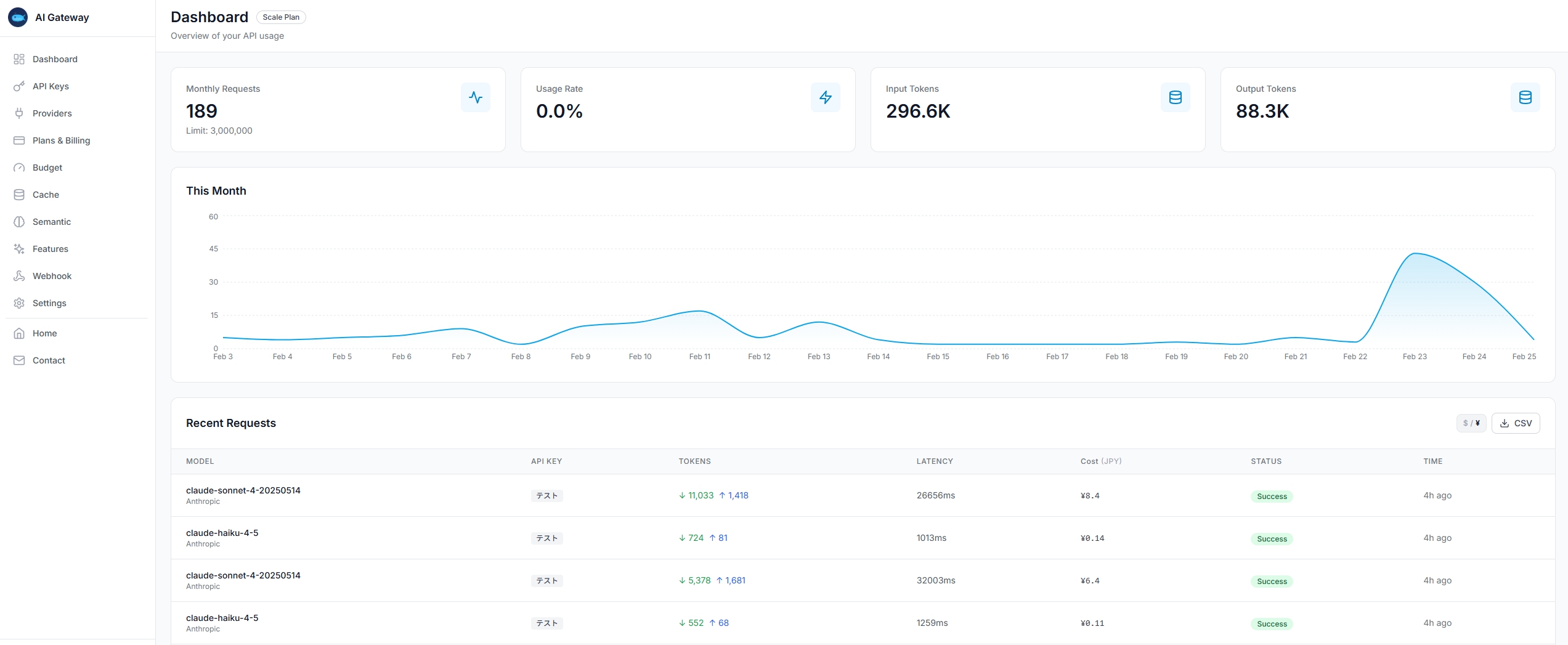 qzira dashboard — monitor API usage in real time